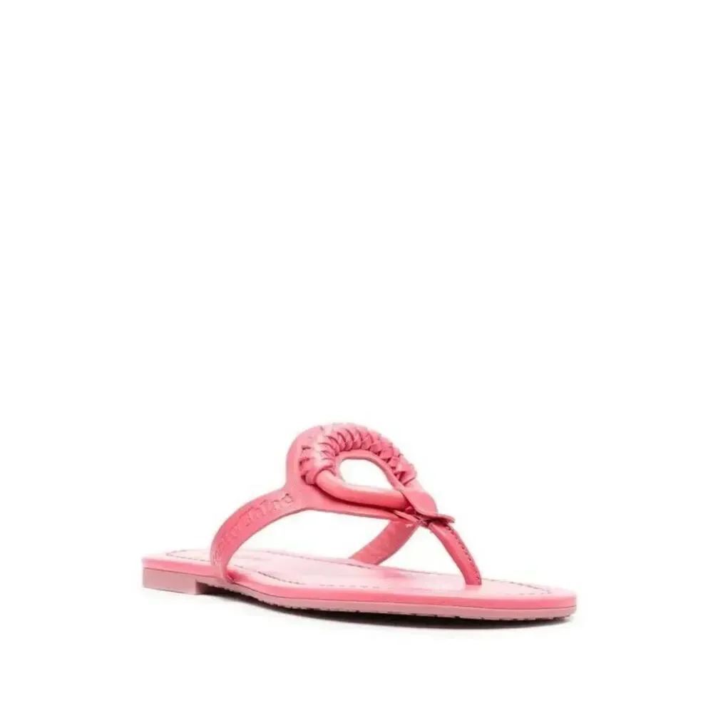 See by Chloe Women's Hana Flat Thong Sandals in Pink Size 40 US 10 - Picture 2 of 6